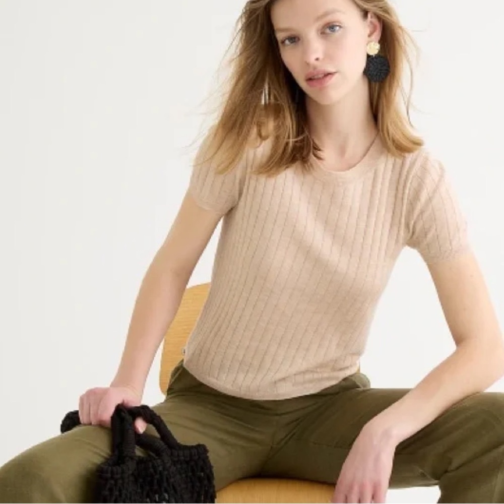 J. Crew silk cashmere cropped top, size L, NWOT